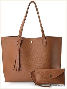 Pebbled Faux Leather Tote Shoulder Handbag Large Capacity